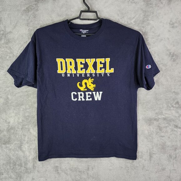 Men's Blue Champion T-Shirt Drexel University Crew Neck Short Sleeve Size XL - Picture 2 of 10